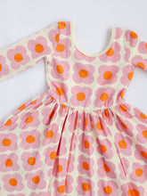 Load image into Gallery viewer, 3/4 Sleeve Twirl Dress in Pink Flower Power