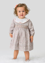Load image into Gallery viewer, Ivory & Terracotta Hand Smocked Floral Dress