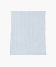 Load image into Gallery viewer, Light Blue Cable Knit Cashmere Blanket