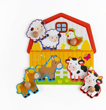 Load image into Gallery viewer, Wooden Farm Peg Puzzle