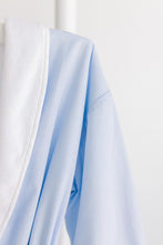 Load image into Gallery viewer, Blue Pinstripe Terry Cloth Lined Robe