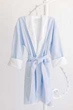 Load image into Gallery viewer, Blue Pinstripe Terry Cloth Lined Robe