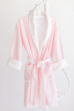 Load image into Gallery viewer, Pink Pinstripe Terry Cloth Lined Robe