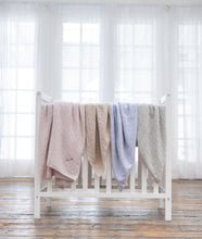 Load image into Gallery viewer, Light Blue Cable Knit Cashmere Blanket