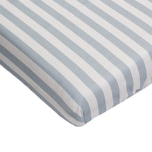 Load image into Gallery viewer, White/Blue Stripe Crib Sheet