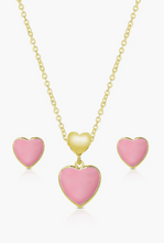 Load image into Gallery viewer, Pink Heart Pendant & Earring Set