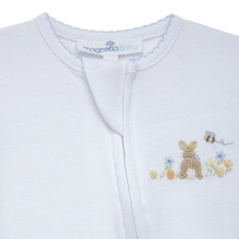 Load image into Gallery viewer, Blue Bunny’s Basket Zip Footie