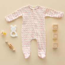 Load image into Gallery viewer, Dusty Rose Bunny Hop Zip Footie