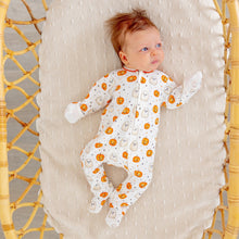 Load image into Gallery viewer, Orange Pumpkin & Boo Zip Footie