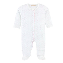 Load image into Gallery viewer, Pink Dots Ruffle Footie