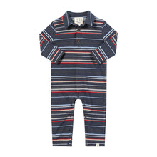 Load image into Gallery viewer, Kingston Polo Romper Chambray Multi Stripe