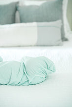 Load image into Gallery viewer, Pistachio Mini Stripe Newborn Gown
