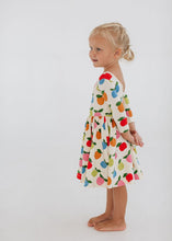 Load image into Gallery viewer, 3/4 Sleeve Twirl Dress in Colorful Apples
