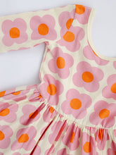 Load image into Gallery viewer, 3/4 Sleeve Twirl Dress in Pink Flower Power
