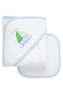 Blue Sailboat Hooded Towel