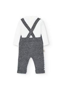 Charcoal Knit Overall Set