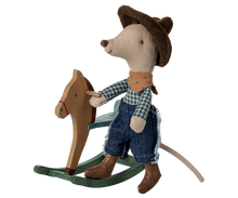 Load image into Gallery viewer, Cowboy Mouse on Rocking Horse,  Little Brother
