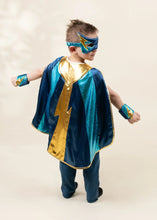 Load image into Gallery viewer, Blue Superhero Cape &amp; Mask Play Costume
