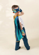 Load image into Gallery viewer, Blue Superhero Cape &amp; Mask Play Costume

