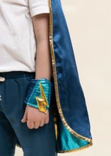 Load image into Gallery viewer, Blue Superhero Cape &amp; Mask Play Costume

