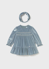 Load image into Gallery viewer, Velvet Blue Bell Dress &amp; Headband
