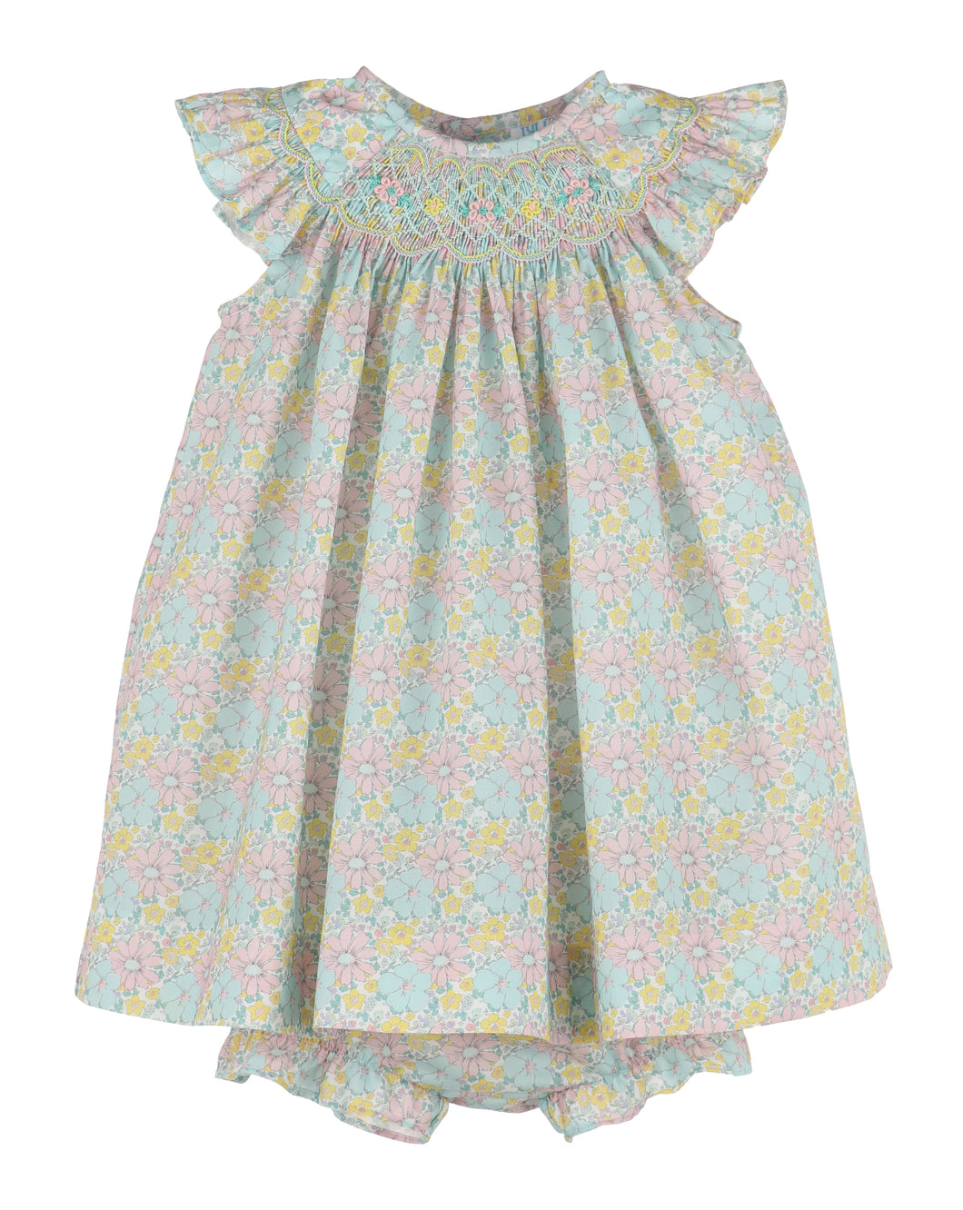 Festival Pink Floral Smock Bishop Dress