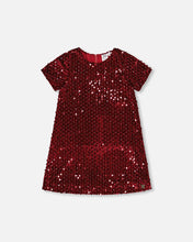 Load image into Gallery viewer, Red Velvet Sequin Dress
