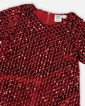 Load image into Gallery viewer, Red Velvet Sequin Dress
