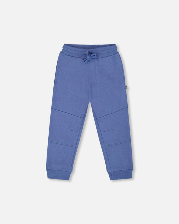 Blue Fleece Joggers With Articulated Knees