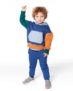 Blue Fleece Joggers With Articulated Knees