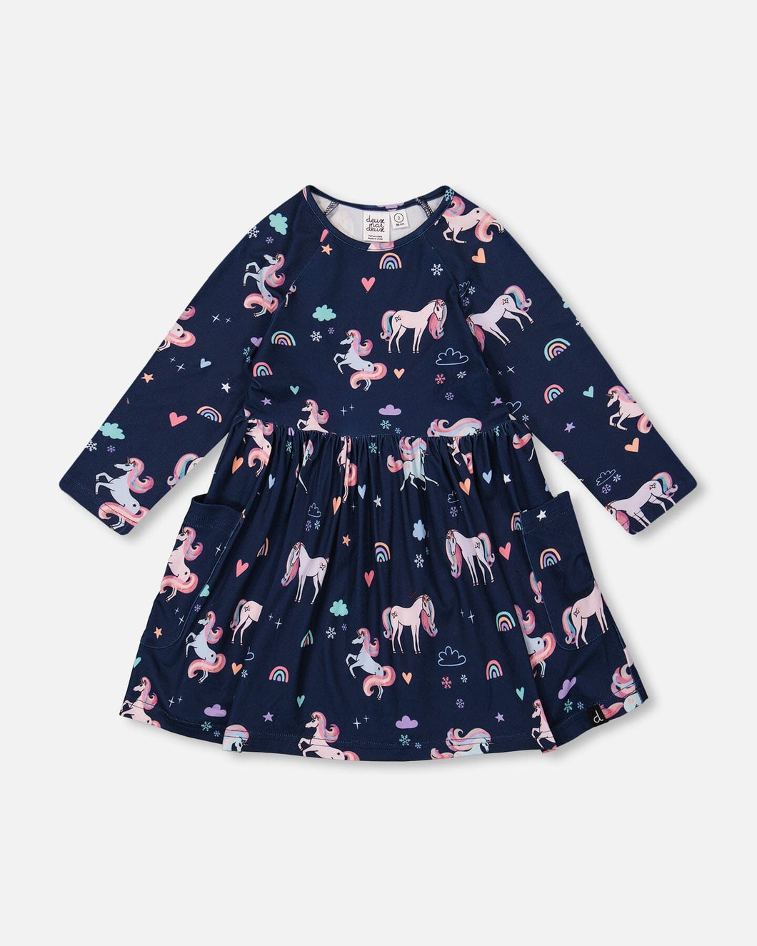 Jersey Unicorn Print  Pocket Dress