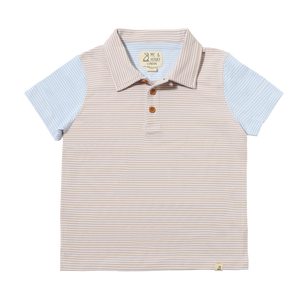 Halyard Beige Stripe Polo with Sky Arms