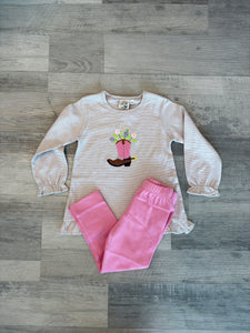 Cowgirl Boot Pink Legging Set