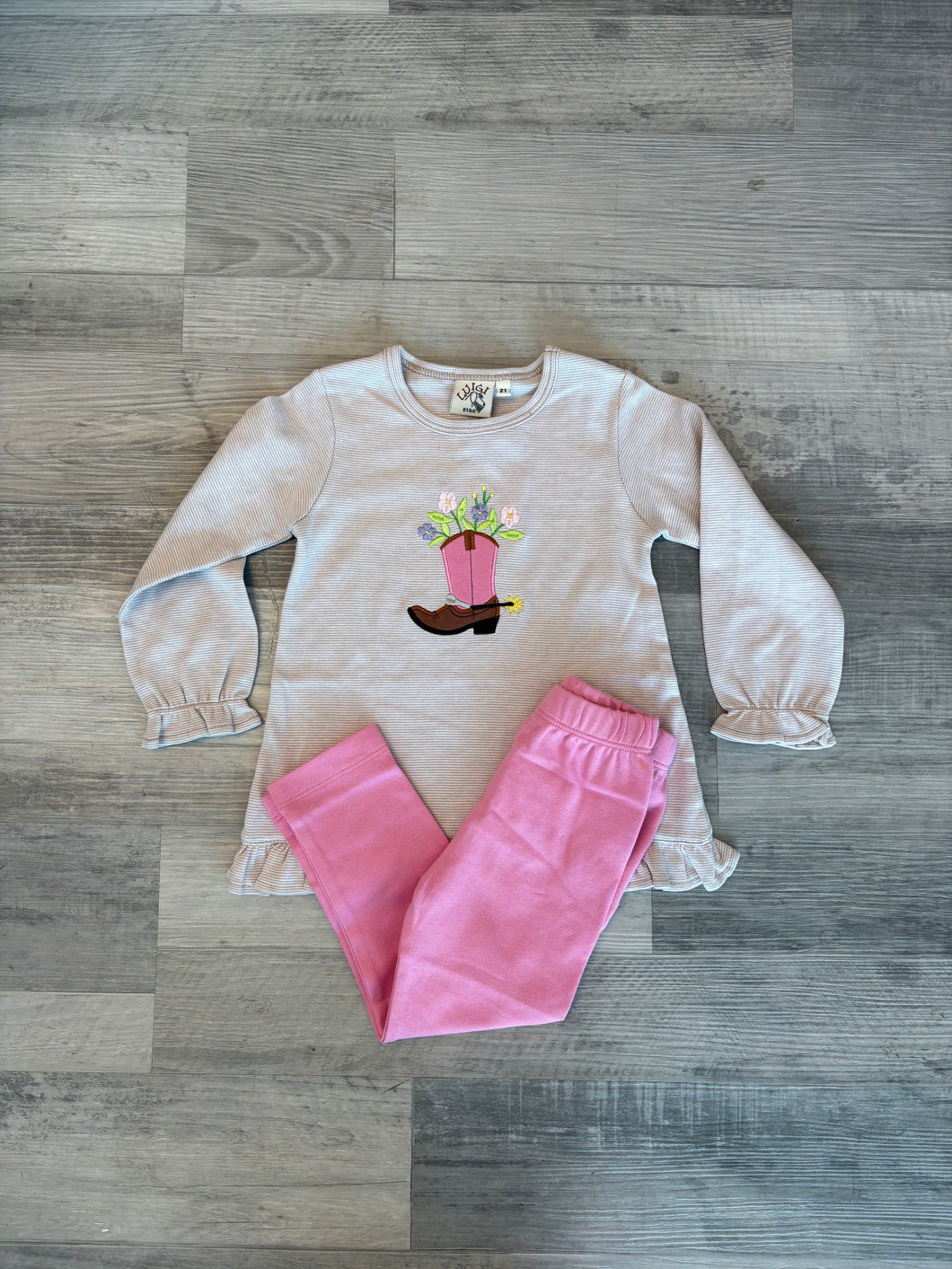 Cowgirl Boot Pink Legging Set