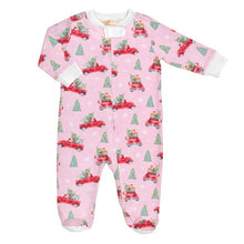 Load image into Gallery viewer, Pink Santa Zip Footie
