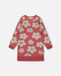 Flower Jacquard Knit Tunic Dress