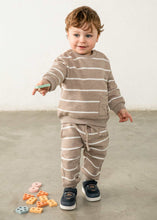 Load image into Gallery viewer, Mocha Stripe Dino Lounge Set
