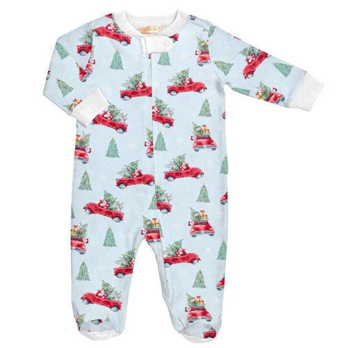 Blue Santa Zip Footie