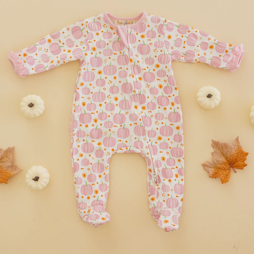 Autumn Blooms Ruffle Zip Footie
