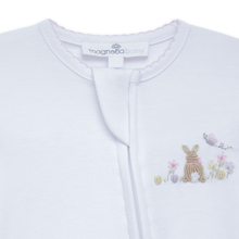 Load image into Gallery viewer, Pink Bunny’s Basket Zip Footie
