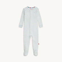 Load image into Gallery viewer, Org. Cotton Blue Stripe Magnetic Footie
