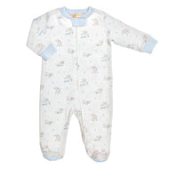 Tiny Baby Sheep Blue Zipped Footie