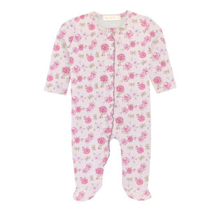Delicate Blossoms Ruffle Zip Footie
