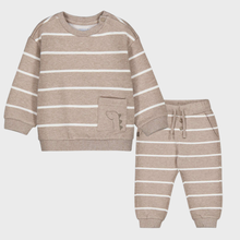 Load image into Gallery viewer, Mocha Stripe Dino Lounge Set
