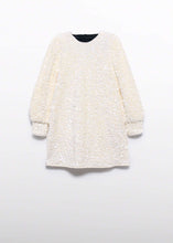 Load image into Gallery viewer, Cream Sequin Dress with Velvet Bow
