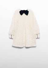 Load image into Gallery viewer, Cream Sequin Dress with Velvet Bow
