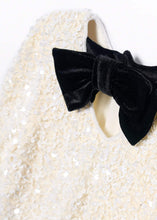 Load image into Gallery viewer, Cream Sequin Dress with Velvet Bow
