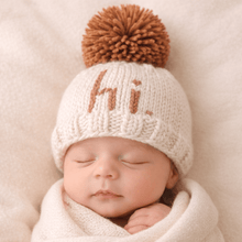 Load image into Gallery viewer, hi. Hand Knit Pecan Beanie
