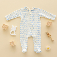 Load image into Gallery viewer, Sky Blue Bunny Hop Zip Footie
