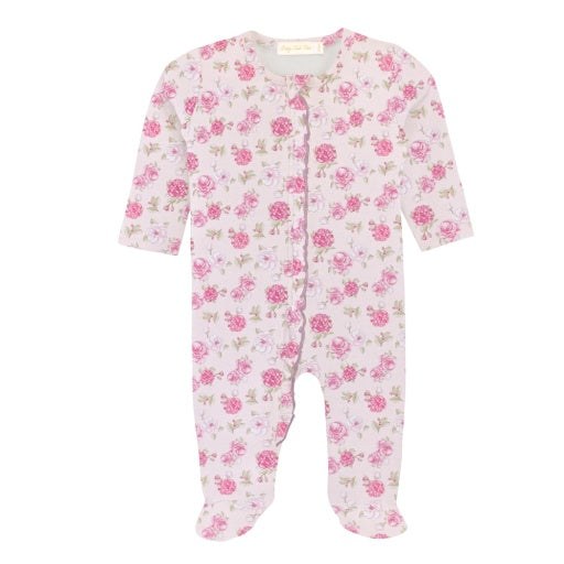 Delicate Blossoms Ruffle Zip Footie